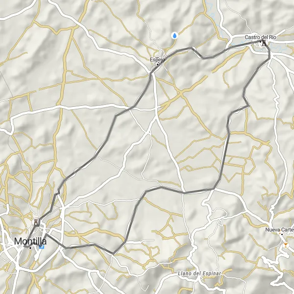 Karten-Miniaturansicht der Radinspiration "Straßenrundweg um Castro del Río" in Andalucía, Spain. Erstellt vom Tarmacs.app-Routenplaner für Radtouren