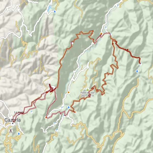 Miniatura della mappa di ispirazione al ciclismo "Esplorazione in gravel della campagna vicino a Cazorla" nella regione di Andalucía, Spain. Generata da Tarmacs.app, pianificatore di rotte ciclistiche