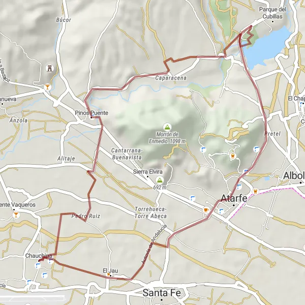 Miniatuurkaart van de fietsinspiratie "Korte gravelroute rond Chauchina" in Andalucía, Spain. Gemaakt door de Tarmacs.app fietsrouteplanner