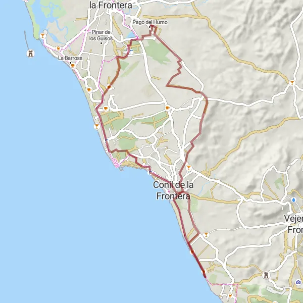 Miniatua del mapa de inspiración ciclista "Aventura Gravel por la Costa" en Andalucía, Spain. Generado por Tarmacs.app planificador de rutas ciclistas