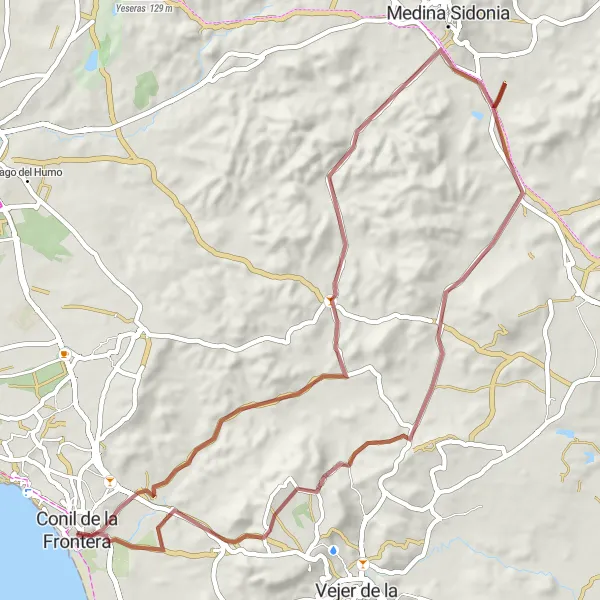 Karten-Miniaturansicht der Radinspiration "Gravel-Tour zum Mirador del Jabiguero" in Andalucía, Spain. Erstellt vom Tarmacs.app-Routenplaner für Radtouren