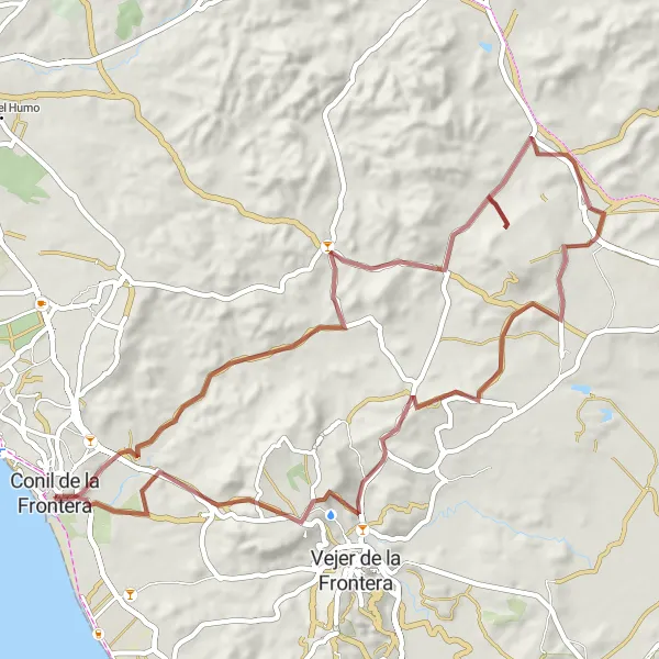 Miniatura mapy "Trasa rowerowa w okolicach Conil de la Frontera - Gravel" - trasy rowerowej w Andalucía, Spain. Wygenerowane przez planer tras rowerowych Tarmacs.app
