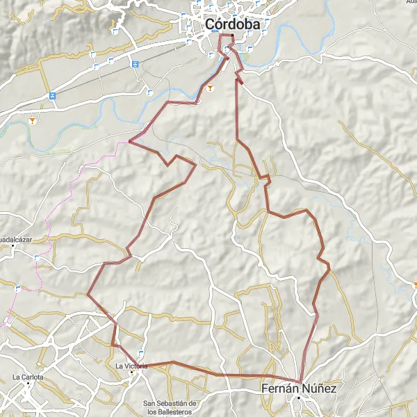 Map miniature of "Historical Gravel Tour" cycling inspiration in Andalucía, Spain. Generated by Tarmacs.app cycling route planner