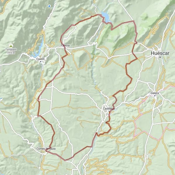 Map miniature of "Baza Gravel Adventure" cycling inspiration in Andalucía, Spain. Generated by Tarmacs.app cycling route planner