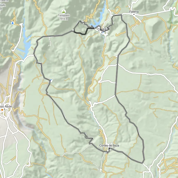 Miniaturní mapa "Trasa kolem Almontaras" inspirace pro cyklisty v oblasti Andalucía, Spain. Vytvořeno pomocí plánovače tras Tarmacs.app