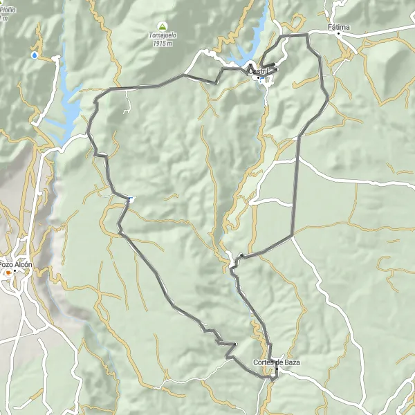 Map miniature of "Baza Road Adventure" cycling inspiration in Andalucía, Spain. Generated by Tarmacs.app cycling route planner