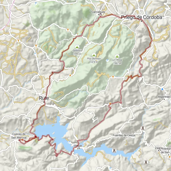 Miniatura mapy "Trasa przez wzgórza i miasta Andaluzji" - trasy rowerowej w Andalucía, Spain. Wygenerowane przez planer tras rowerowych Tarmacs.app