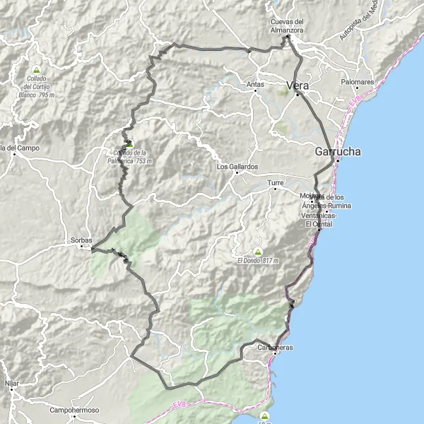 Miniatua del mapa de inspiración ciclista "Ruta de los Castillos y Miradores" en Andalucía, Spain. Generado por Tarmacs.app planificador de rutas ciclistas