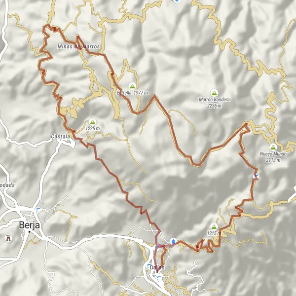 Miniatura della mappa di ispirazione al ciclismo "Esplorazione in mountain bike da Dalías al Morrón de San José attraverso Caparidán" nella regione di Andalucía, Spain. Generata da Tarmacs.app, pianificatore di rotte ciclistiche
