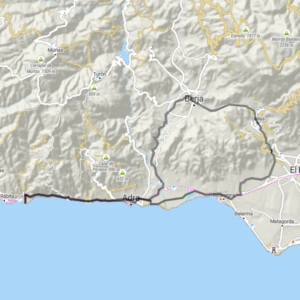 Miniatura mapy "Przejażdżka Rowerowa w Okolicy Dalías" - trasy rowerowej w Andalucía, Spain. Wygenerowane przez planer tras rowerowych Tarmacs.app