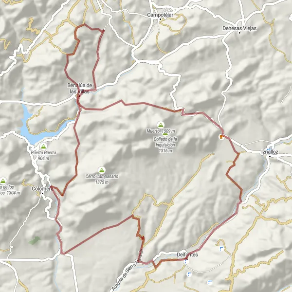 Miniatura mapy "Trasa gravelowa z Benalúa de las Villas" - trasy rowerowej w Andalucía, Spain. Wygenerowane przez planer tras rowerowych Tarmacs.app