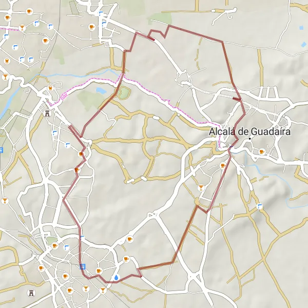 Miniaturní mapa "Gravelová trasa Dos Hermanas - Alcalá de Guadaíra" inspirace pro cyklisty v oblasti Andalucía, Spain. Vytvořeno pomocí plánovače tras Tarmacs.app