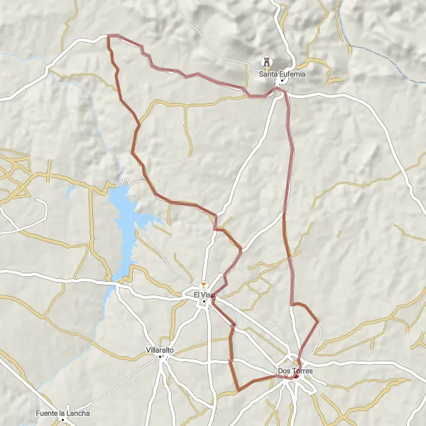 Miniaturní mapa "Gravelová kruhová trasa z Dos Torres" inspirace pro cyklisty v oblasti Andalucía, Spain. Vytvořeno pomocí plánovače tras Tarmacs.app