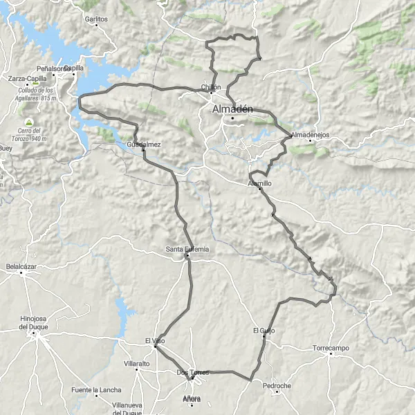 Map miniature of "Andalucía Adventure" cycling inspiration in Andalucía, Spain. Generated by Tarmacs.app cycling route planner