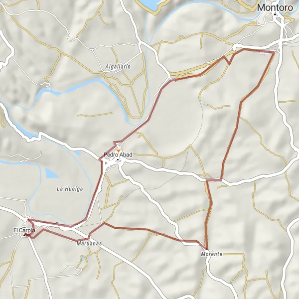 Miniatuurkaart van de fietsinspiratie "Gravel route door Andaluciaanse schoonheden" in Andalucía, Spain. Gemaakt door de Tarmacs.app fietsrouteplanner