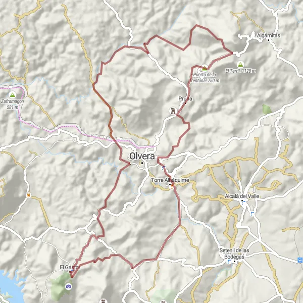 Miniatua del mapa de inspiración ciclista "Ruta de las Montañas Mágicas" en Andalucía, Spain. Generado por Tarmacs.app planificador de rutas ciclistas