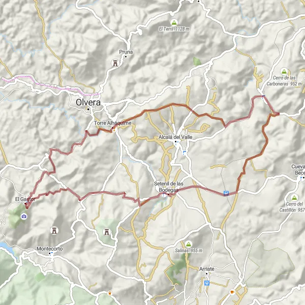 Miniature de la carte de l'inspiration cycliste "Le Tour des Dolmens" dans la Andalucía, Spain. Générée par le planificateur d'itinéraire cycliste Tarmacs.app