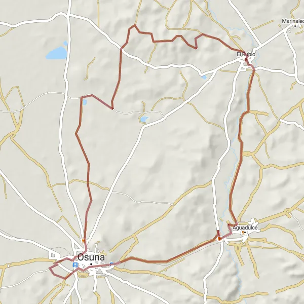 Karten-Miniaturansicht der Radinspiration "Die naturverbundene Schottertour von El Rubio" in Andalucía, Spain. Erstellt vom Tarmacs.app-Routenplaner für Radtouren