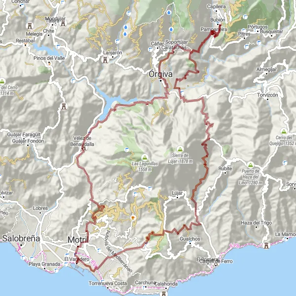 Miniaturní mapa "Gravel Kolo Z Motrilu Do Pampaneiry" inspirace pro cyklisty v oblasti Andalucía, Spain. Vytvořeno pomocí plánovače tras Tarmacs.app