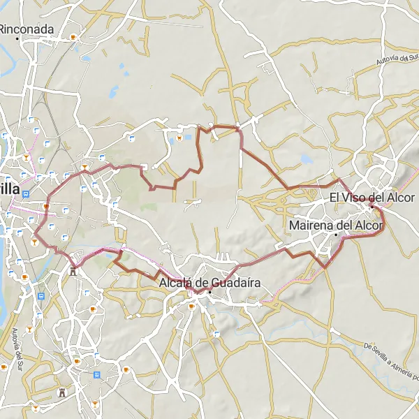 Miniatura della mappa di ispirazione al ciclismo "Gravel Trail to Mirador de la Muela" nella regione di Andalucía, Spain. Generata da Tarmacs.app, pianificatore di rotte ciclistiche