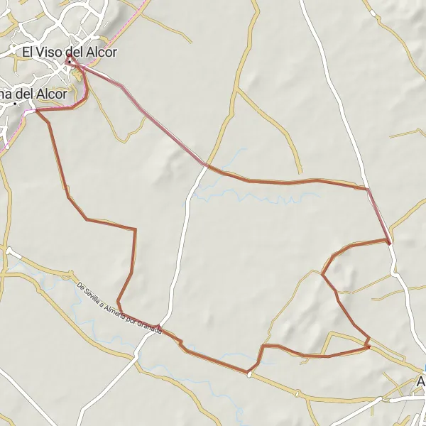Miniature de la carte de l'inspiration cycliste "Exploration rurale au coeur de l'Andalousie" dans la Andalucía, Spain. Générée par le planificateur d'itinéraire cycliste Tarmacs.app