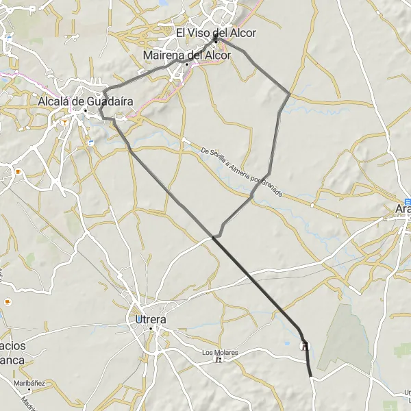 Map miniature of "Mirador de la Muela Road Cycling Loop" cycling inspiration in Andalucía, Spain. Generated by Tarmacs.app cycling route planner