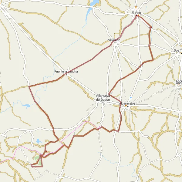 Miniatua del mapa de inspiración ciclista "Ruta por Alcaracejos y alrededores" en Andalucía, Spain. Generado por Tarmacs.app planificador de rutas ciclistas