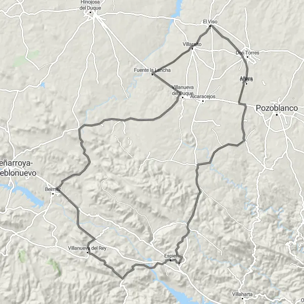 Miniaturní mapa "Cesta kolem vesnice" inspirace pro cyklisty v oblasti Andalucía, Spain. Vytvořeno pomocí plánovače tras Tarmacs.app