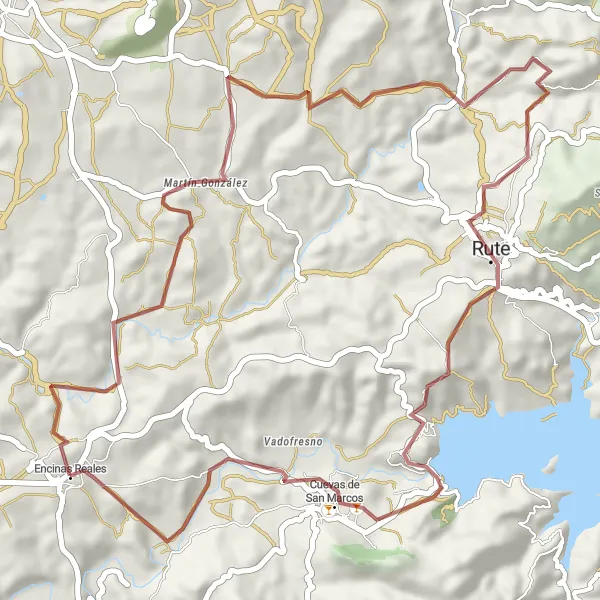 Miniaturní mapa "Gravelová dobrodružství" inspirace pro cyklisty v oblasti Andalucía, Spain. Vytvořeno pomocí plánovače tras Tarmacs.app