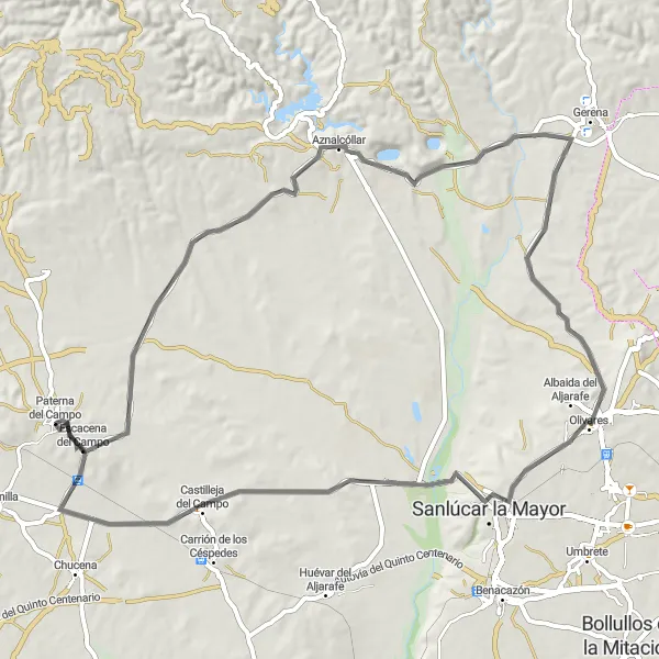 Miniatura mapy "Trasa rowerowa do Paterna del Campo" - trasy rowerowej w Andalucía, Spain. Wygenerowane przez planer tras rowerowych Tarmacs.app