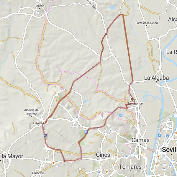 Miniature de la carte de l'inspiration cycliste "Aventures gravel à travers la campagne andalouse" dans la Andalucía, Spain. Générée par le planificateur d'itinéraire cycliste Tarmacs.app
