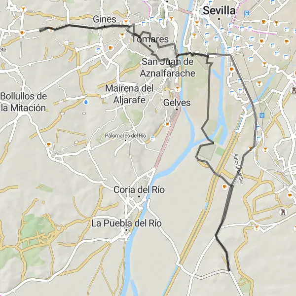 Miniature de la carte de l'inspiration cycliste "Circuit de Monte Gurugù" dans la Andalucía, Spain. Générée par le planificateur d'itinéraire cycliste Tarmacs.app
