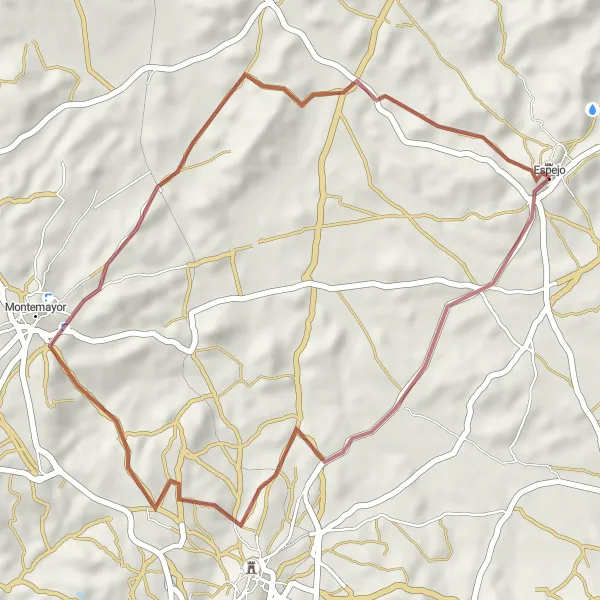 Miniature de la carte de l'inspiration cycliste "Randonnée autour de Montilla" dans la Andalucía, Spain. Générée par le planificateur d'itinéraire cycliste Tarmacs.app