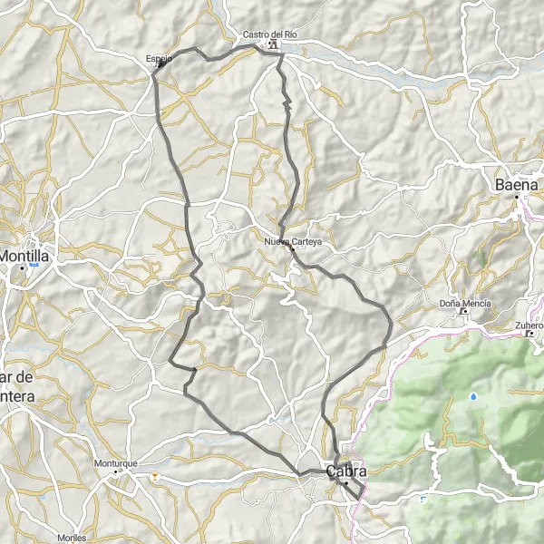 Miniature de la carte de l'inspiration cycliste "Parcours Rustique à Travers les Villages Andalous" dans la Andalucía, Spain. Générée par le planificateur d'itinéraire cycliste Tarmacs.app