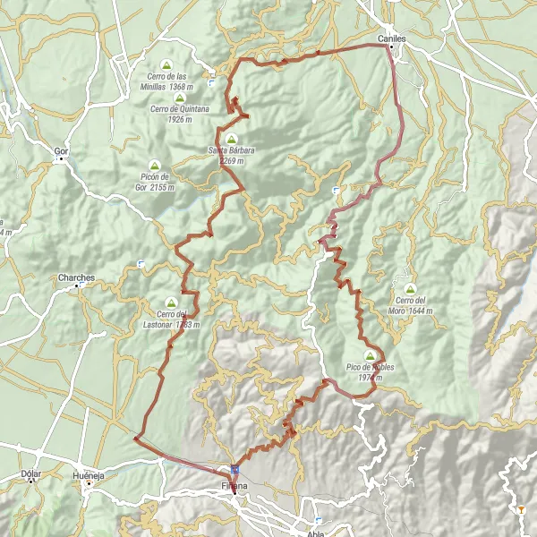 Miniatuurkaart van de fietsinspiratie "Verken La Huertezuela en het hart van Andalusië" in Andalucía, Spain. Gemaakt door de Tarmacs.app fietsrouteplanner