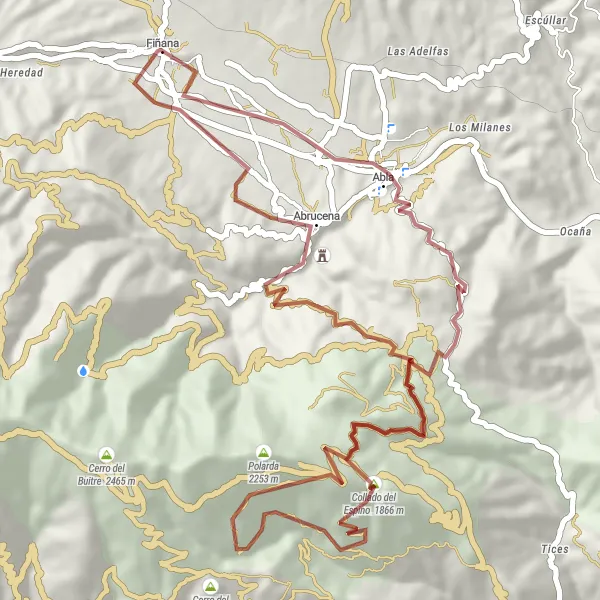 Miniatuurkaart van de fietsinspiratie "Gravelavontuur naar Abrucena en Abla" in Andalucía, Spain. Gemaakt door de Tarmacs.app fietsrouteplanner