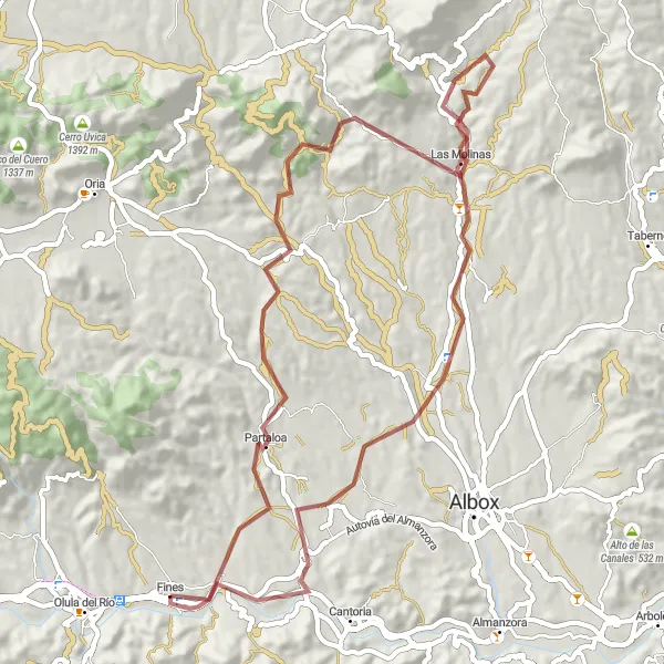 Miniaturní mapa "Gravelová výprava k Partaloa a Castellón de Olías" inspirace pro cyklisty v oblasti Andalucía, Spain. Vytvořeno pomocí plánovače tras Tarmacs.app