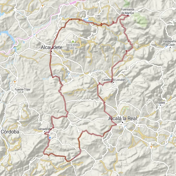 Miniatura della mappa di ispirazione al ciclismo "Esplorazione da Fuensanta de Martos ad Almedinilla" nella regione di Andalucía, Spain. Generata da Tarmacs.app, pianificatore di rotte ciclistiche