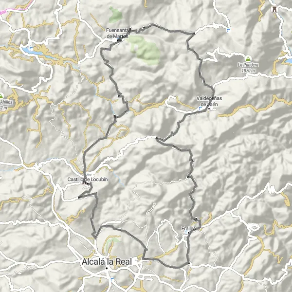 Miniaturní mapa "Okruhová cyklistická trasa z Fuensanty de Martos" inspirace pro cyklisty v oblasti Andalucía, Spain. Vytvořeno pomocí plánovače tras Tarmacs.app