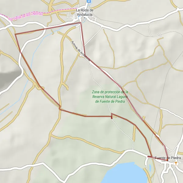 Miniaturní mapa "Gravel cyklistická trasa přes La Rodu de Andalucía" inspirace pro cyklisty v oblasti Andalucía, Spain. Vytvořeno pomocí plánovače tras Tarmacs.app