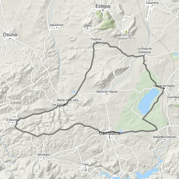 Miniatua del mapa de inspiración ciclista "Ruta de la Sierra de Andalucía" en Andalucía, Spain. Generado por Tarmacs.app planificador de rutas ciclistas