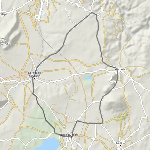 Miniatua del mapa de inspiración ciclista "Ruta de los Lagunetos" en Andalucía, Spain. Generado por Tarmacs.app planificador de rutas ciclistas
