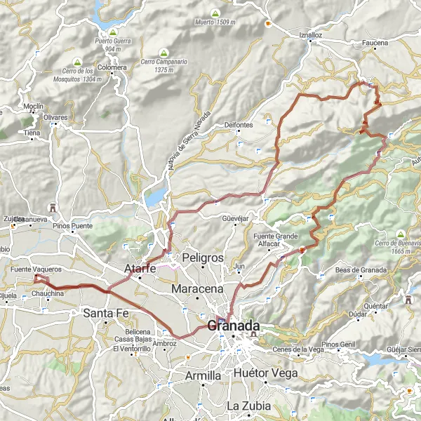 Karten-Miniaturansicht der Radinspiration "Gravel-Abenteuer im Hinterland" in Andalucía, Spain. Erstellt vom Tarmacs.app-Routenplaner für Radtouren