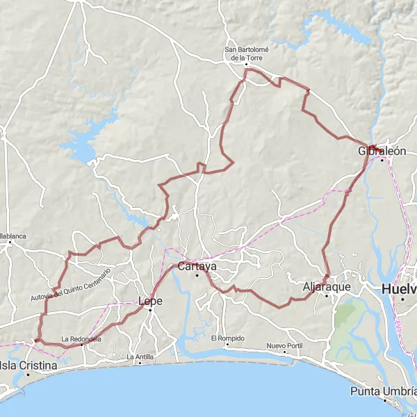 Miniatura mapy "Trasa rowerowa Skały i Pustynie" - trasy rowerowej w Andalucía, Spain. Wygenerowane przez planer tras rowerowych Tarmacs.app
