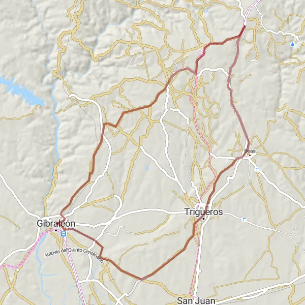 Miniatura mapy "Trasa rowerowa w kierunku Beas" - trasy rowerowej w Andalucía, Spain. Wygenerowane przez planer tras rowerowych Tarmacs.app