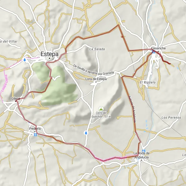Miniatura mapy "Wycieczka rowerowa po okolicach Gilena" - trasy rowerowej w Andalucía, Spain. Wygenerowane przez planer tras rowerowych Tarmacs.app