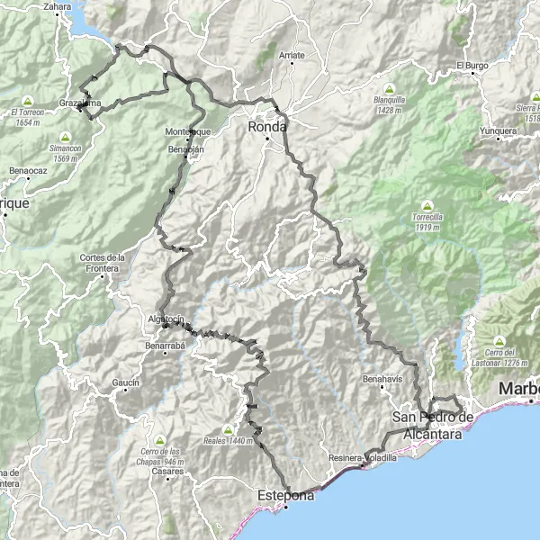 Miniatura mapy "Wędrówka przez góry Andaluzji" - trasy rowerowej w Andalucía, Spain. Wygenerowane przez planer tras rowerowych Tarmacs.app