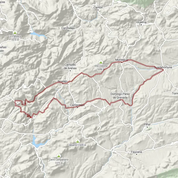 Miniature de la carte de l'inspiration cycliste "Vers les Hauteurs de Noalejo" dans la Andalucía, Spain. Générée par le planificateur d'itinéraire cycliste Tarmacs.app