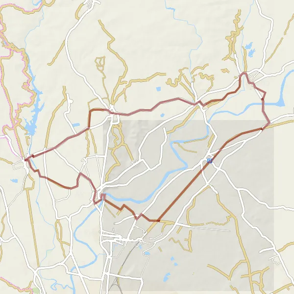 Miniatua del mapa de inspiración ciclista "Ruta de 65km en bicicleta de grava cerca de Guillena" en Andalucía, Spain. Generado por Tarmacs.app planificador de rutas ciclistas