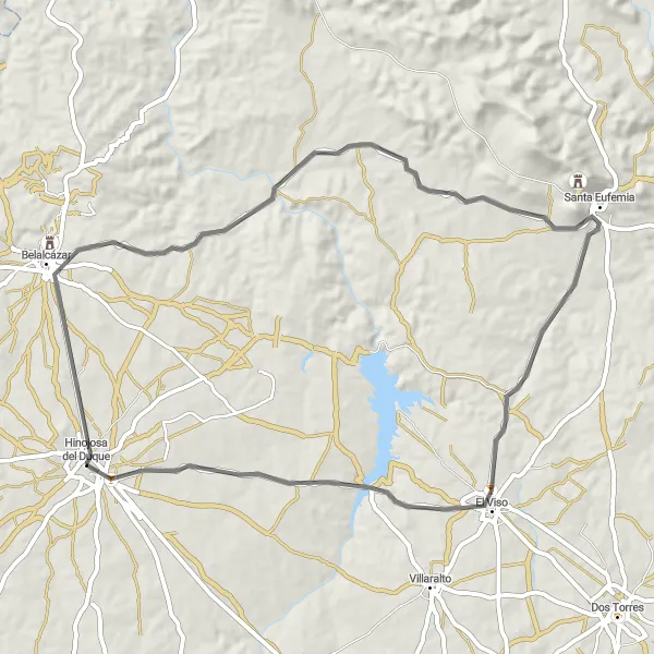 Map miniature of "Historical Villages of Andalucía" cycling inspiration in Andalucía, Spain. Generated by Tarmacs.app cycling route planner